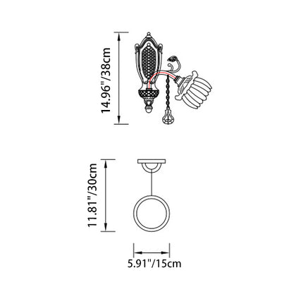 Traditional European Brass Crystal Floral 1/2 Light Wall Sconce Lamp For Bedroom & Living Room