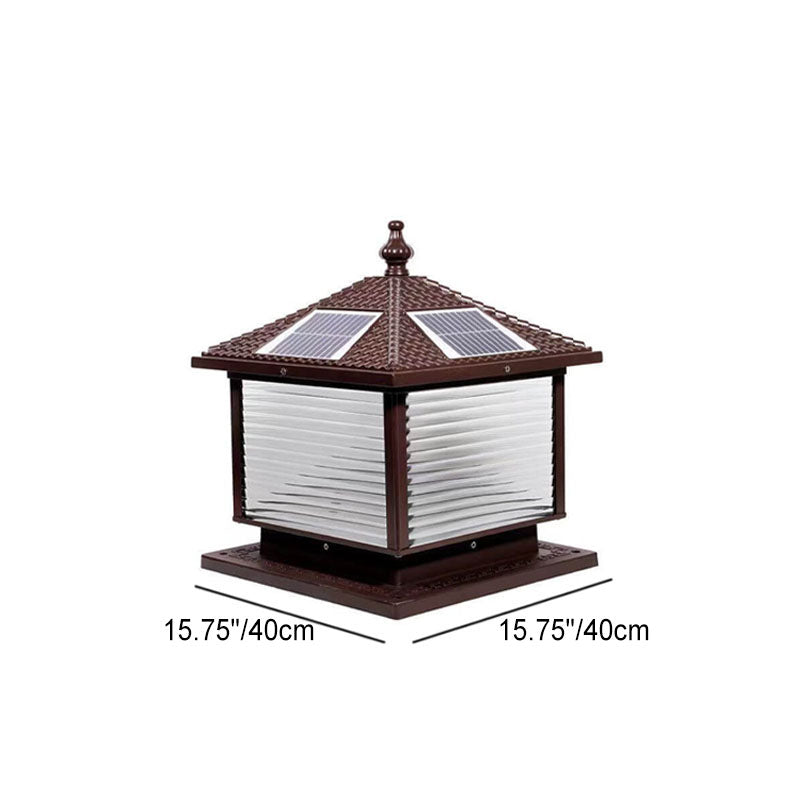 Moderne rétro carré en aluminium moulé sous pression verre solaire extérieur jardin paysage colonne tête lumière 