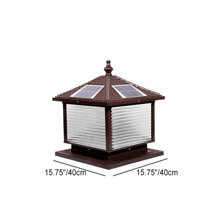 Moderne rétro carré en aluminium moulé sous pression verre solaire extérieur jardin paysage colonne tête lumière 