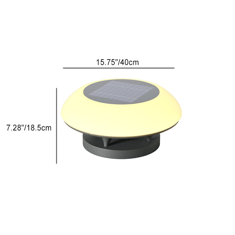 Simplicité moderne solaire étanche en acier inoxydable PE rond vaisseau spatial LED éclairage paysager lumière extérieure pour Patio extérieur 
