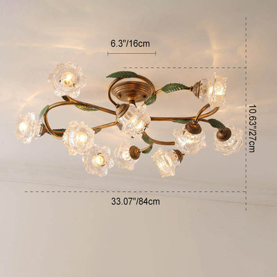 Modern Idyllic Iron Flower Branch 6/8/10-Light Semi-Flush Mount Lighting