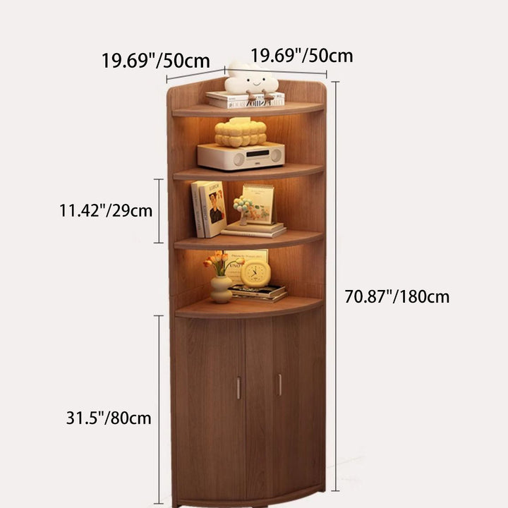 Table de chevet en bois d’ingénierie au design moderne minimaliste en forme d’éventail, 6 niveaux, pour chambre à coucher 