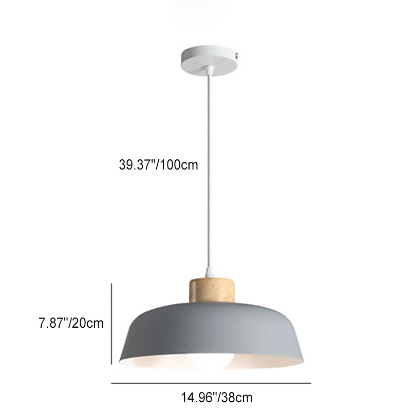Moderne minimalistische runde Aluminium-Holz-Pendelleuchte mit 1 Licht für Esszimmer