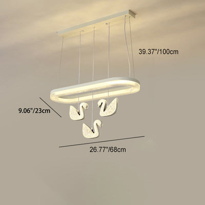 Zeitgenössischer Luxus-Kreis-Ring-Schatten-ABS-Schwan-Dekor-LED-Kronleuchter für Wohnzimmer 