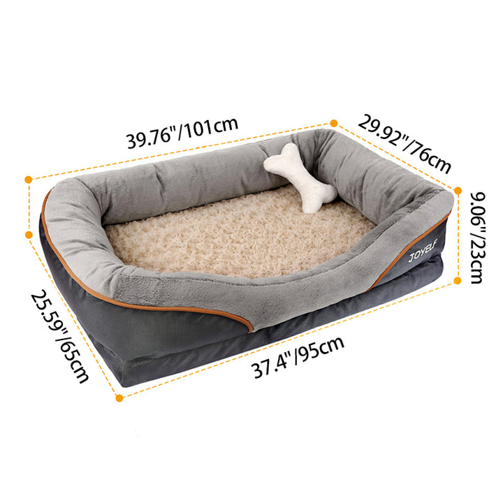 Modernes minimalistisches rechteckiges orthopädisches Haustier-Hundebett aus Memory-Schaum, Samt und Polyesterfaser mit waschbarem Bezug und rutschfester Unterseite für das Wohnzimmer 
