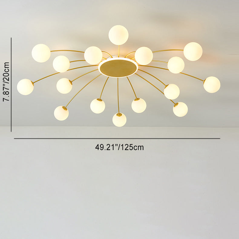 Moderne Luxus Runde Kugel Eisen Glas 10/12/16 Licht Semi-Flush Mount Deckenleuchte für Wohnzimmer 