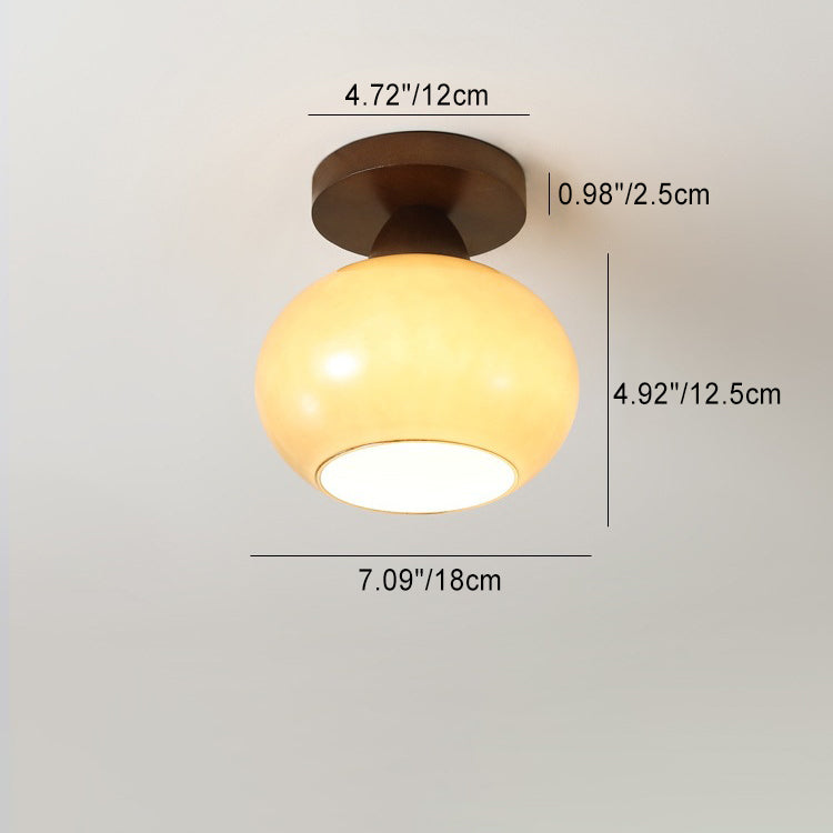 Luz de techo semiempotrada de 1 luz de vidrio y madera minimalista moderna para sala de estar 