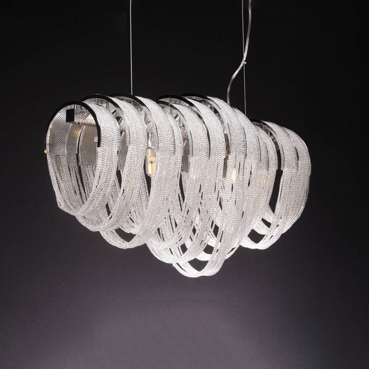 Lustre contemporain rectangulaire de luxe avec franges en cristal et acier inoxydable 9/11/13 lumières pour salle à manger 