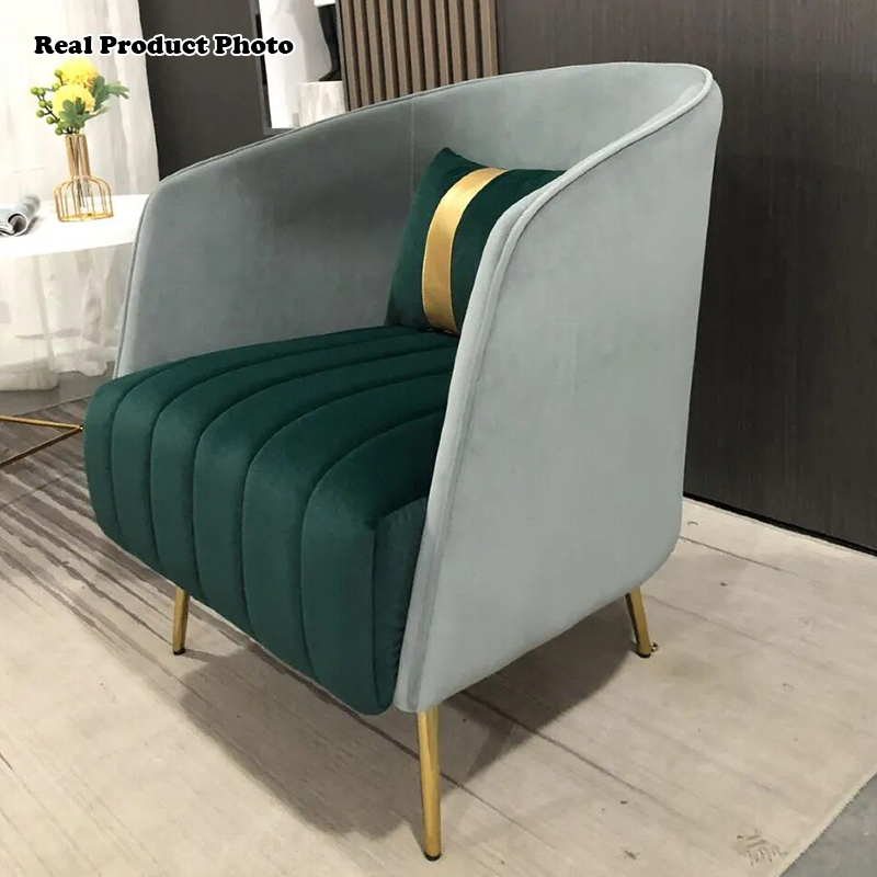 Chaise Moderne de Transition Ovale en Fer et Tissu avec Dossier et Accoudoirs pour Salon 