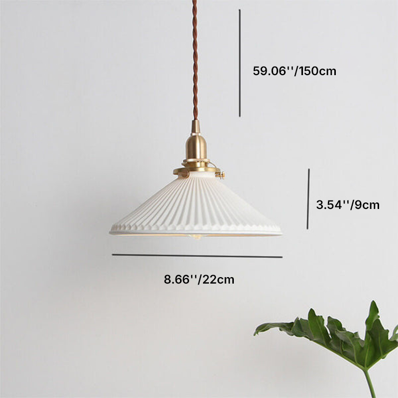 Contemporary Nordic Textured Ceramics Shell 1-Light Dome Pendant Light For Bedroom