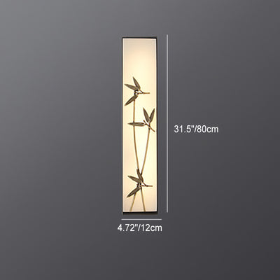 Applique murale LED traditionnelle en cuivre chinois marbre cubique feuille de bambou fleur de lotus ginkgo biloba pour chevet 