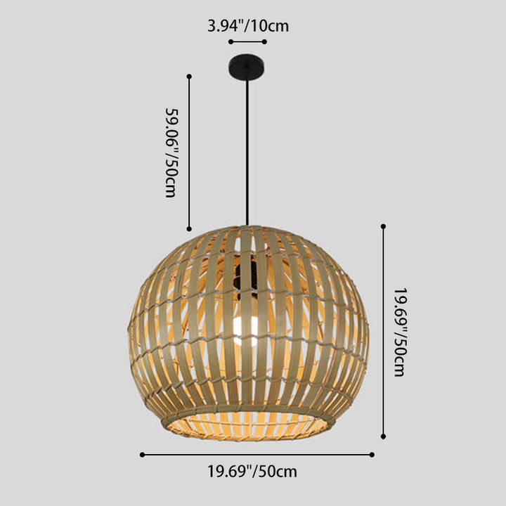 Lampe suspendue moderne à 1 lumière en fer tissé en bambou 