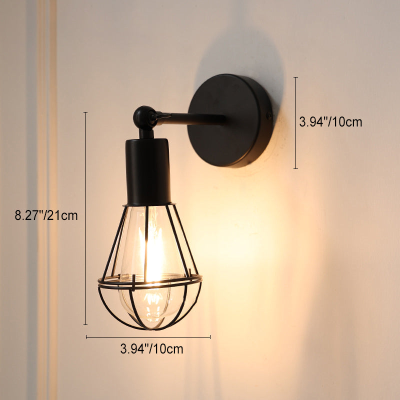 Lámpara de Aplique de Pared de 1 Luz de Jaula de Hierro Vintage Tradicional para Sala de Estar 