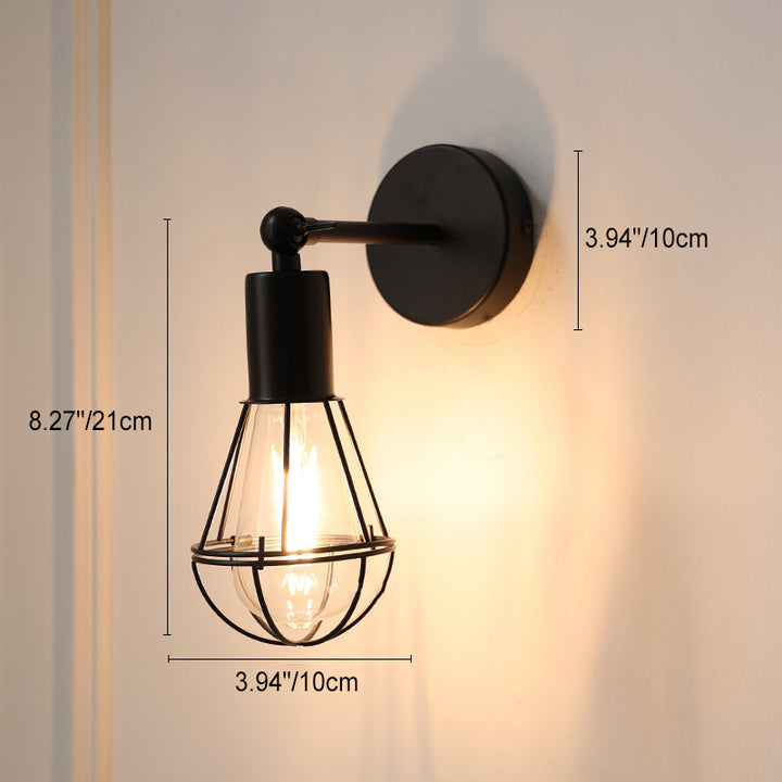 Lámpara de Aplique de Pared de 1 Luz de Jaula de Hierro Vintage Tradicional para Sala de Estar 