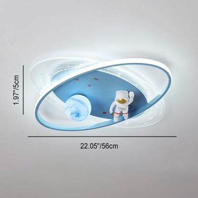 Children Creative Cartoon Astronaut Moon Acrylic LED Kids Flush Mount Ceiling Light