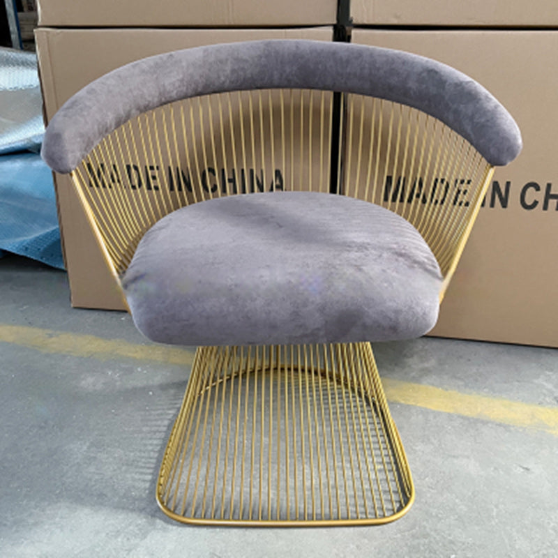 Moderner Luxus Kurven Hohl-Oval Stoff Edelstahl Akzentstuhl Rückenlehne Armlehne Für Wohnzimmer 