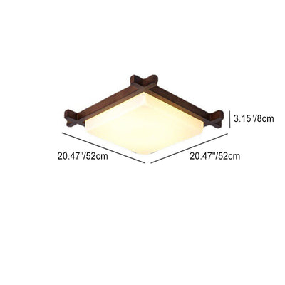 Traditionelle chinesische quadratische hölzerne Acryl-LED-Unterputz-Deckenleuchte für Schlafzimmer 