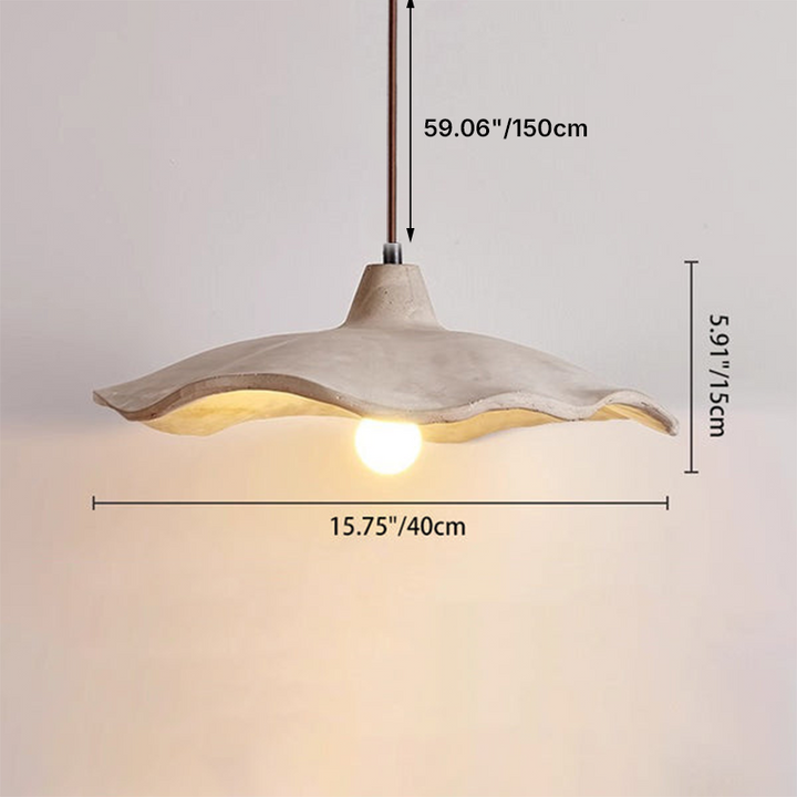 Traditional Japanese Irregular Round Cement 1-Light Pendant Light For Bedroom