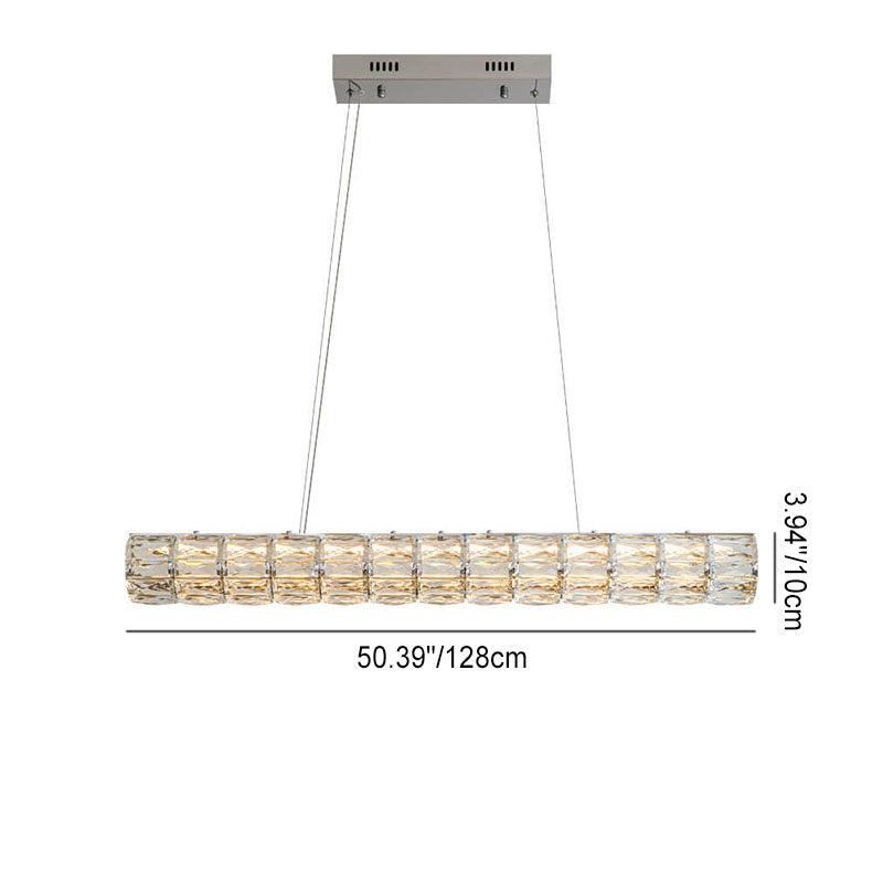 Modern Light Luxury Crystal Long Column 8/10/12-Light Island Light Chandelier