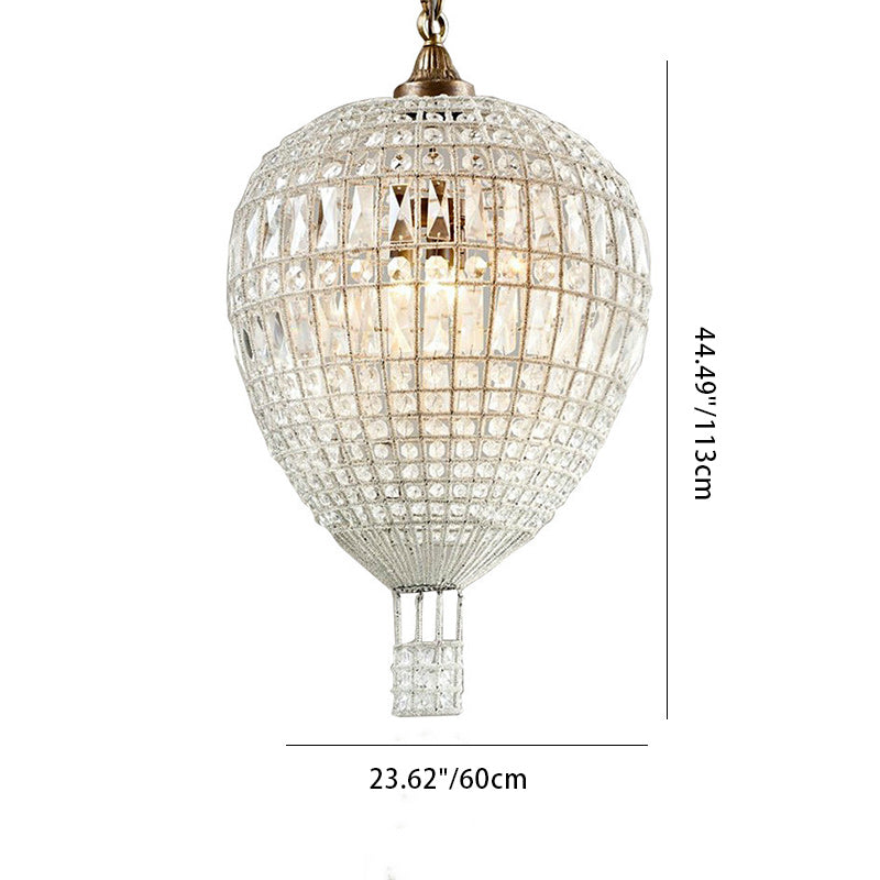 Candelabro Moderno de Hierro Cristal con Forma de Globo Aerostático Art Deco 1/3/6 Luces para Sala de Estar 