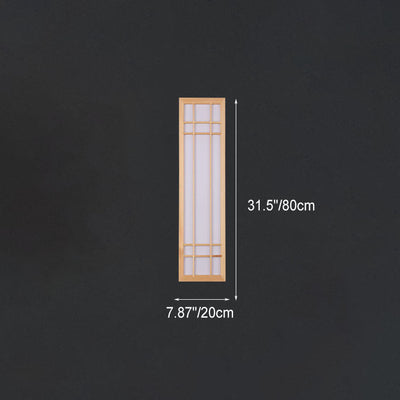 Traditionelle japanische rechteckige Massivholz-Acryl-LED-Wandleuchterlampe für Schlafzimmer 