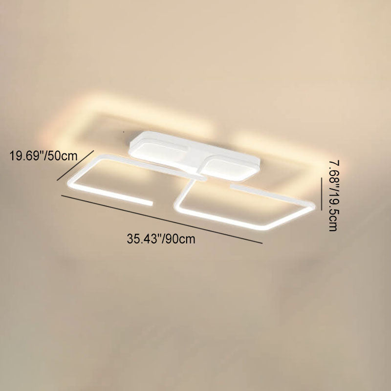 Modern Minimalist Lines Rectangular Iron Acrylic LED Flush Mount Ceiling Light