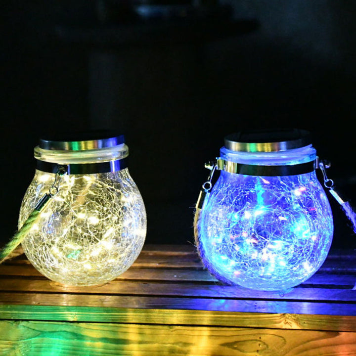 Rissiges Glasgefäß Wasserdichtes Solar-Kupferdraht-LED-Außen-Gartenlandschaftslicht 