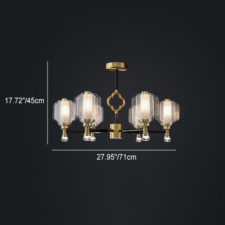 Lustre contemporain en verre cristal scandinave cuivre 6/8/15 lumières pour salon 
