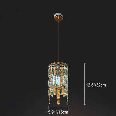 Suspension moderne en cristal cylindrique à 1 lumière pour salon 