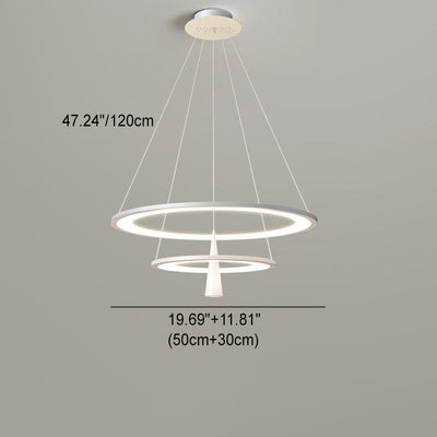 Moderne minimalistische Kreis konische Eisen Acryl LED Kronleuchter für Wohnzimmer 