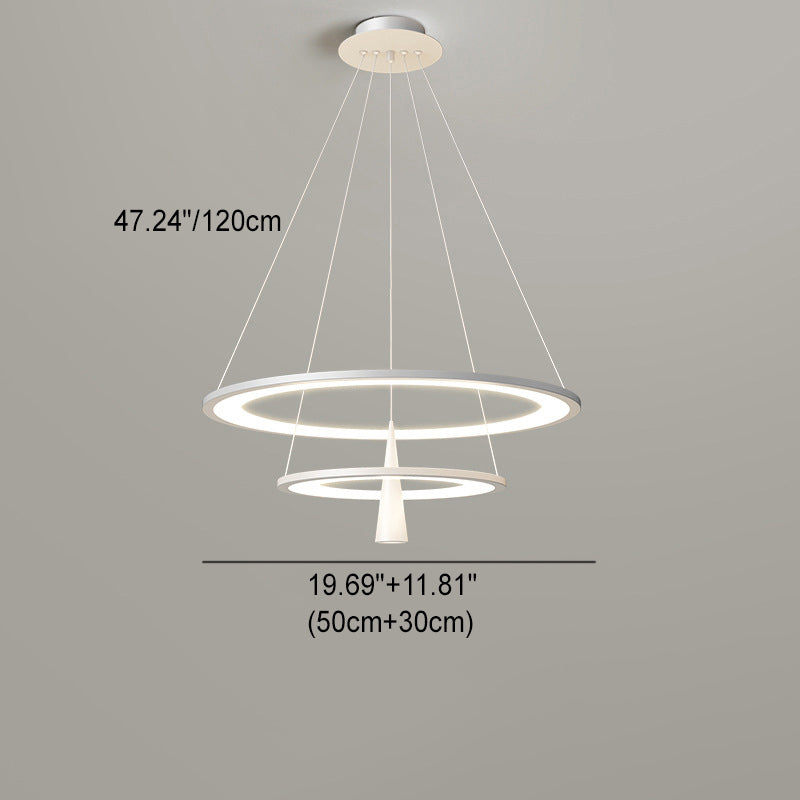 Moderne minimalistische Kreis konische Eisen Acryl LED Kronleuchter für Wohnzimmer 