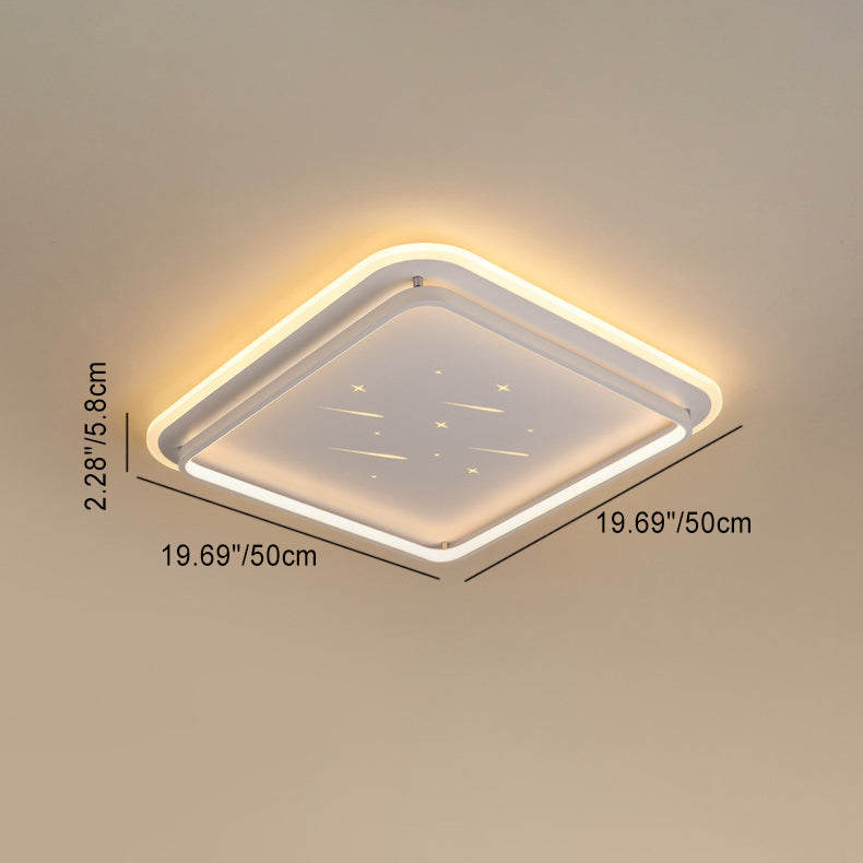 Modern Minimalist Geometric Rectangular Iron LED Flush Mount Ceiling Light For Living Room
