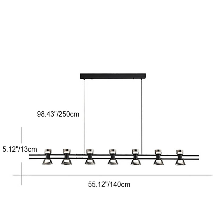 Modern Minimalist Long Copper Glass LED Island Light Pendant Light For Dining Room