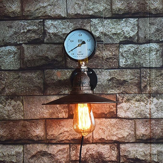 Lampe murale à 1 lumière avec jauge de température en tuyau d&