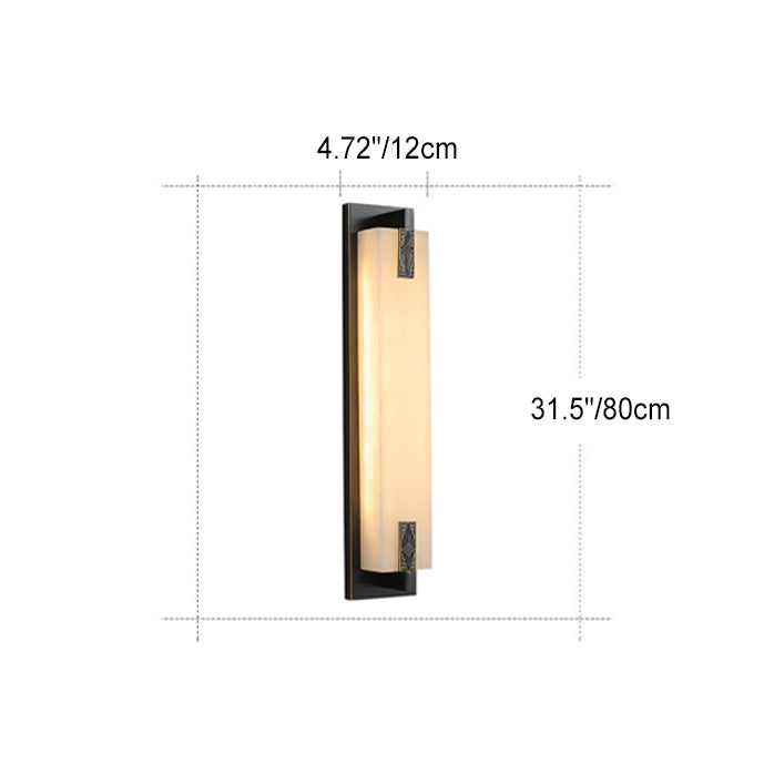 Modern Transitional Rectangular Copper Marble LED Outdoor Wall Sconce Lamp For Outdoor Patio