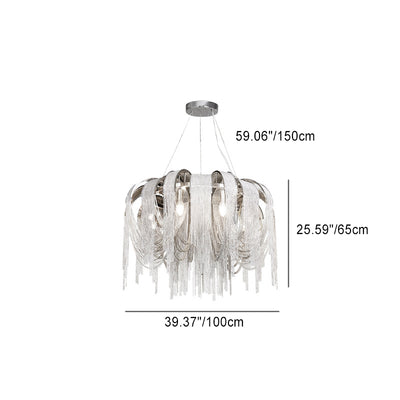 Modern Luxury Iron Aluminum Chain Tassel 6/8/10/12/15 Light Chandeliers For Hallway
