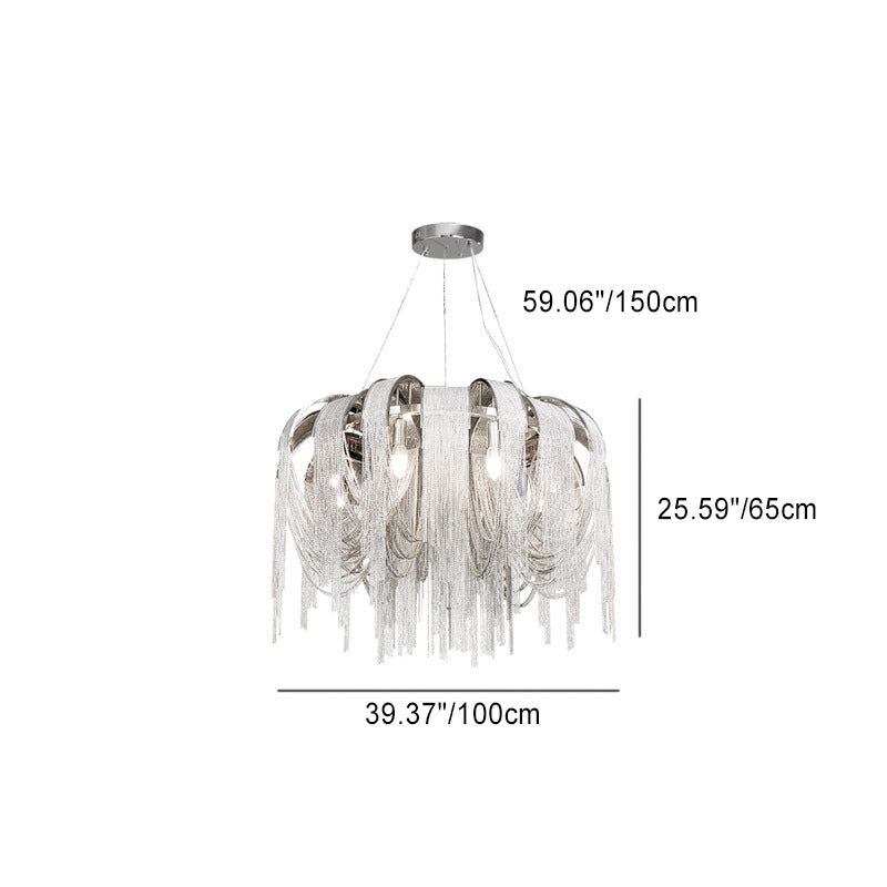 Modern Luxury Iron Aluminum Chain Tassel 6/8/10/12/15 Light Chandeliers For Hallway
