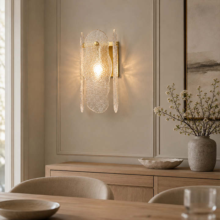 Moderno Minimalista Ondulación de Agua Hierro Vidrio Lámpara Aplique de Pared de 1 Luz para Dormitorio 