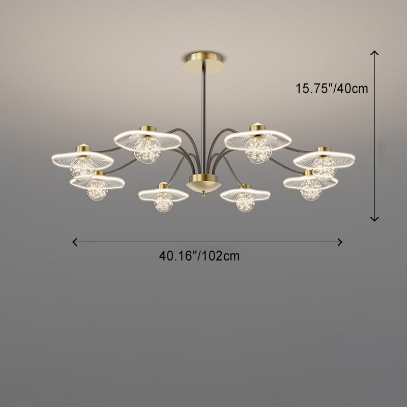 Zeitgenössische kreative Sonnenuntergang Projektion Hardware Lotusblatt Acryl LED Kronleuchter für Wohnzimmer 