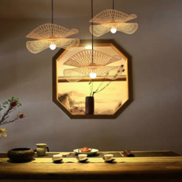 Modern Bamboo Weaving 1-Light Butterfly Pendant Light