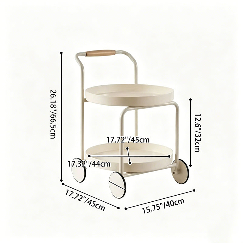 Contemporary Nordic Round Plastic Carbon Steel Movable Coffee Table 2-Tier For Living Room
