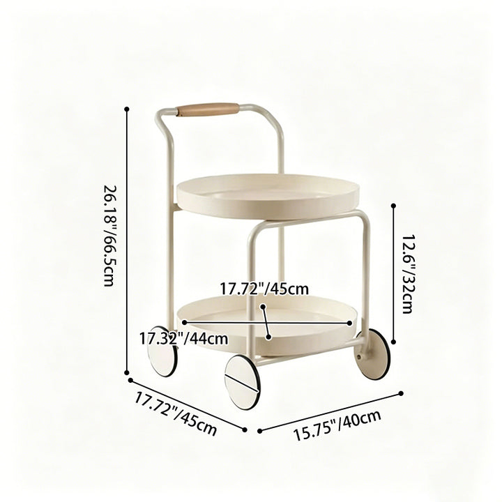 Contemporary Nordic Round Plastic Carbon Steel Movable Coffee Table 2-Tier For Living Room