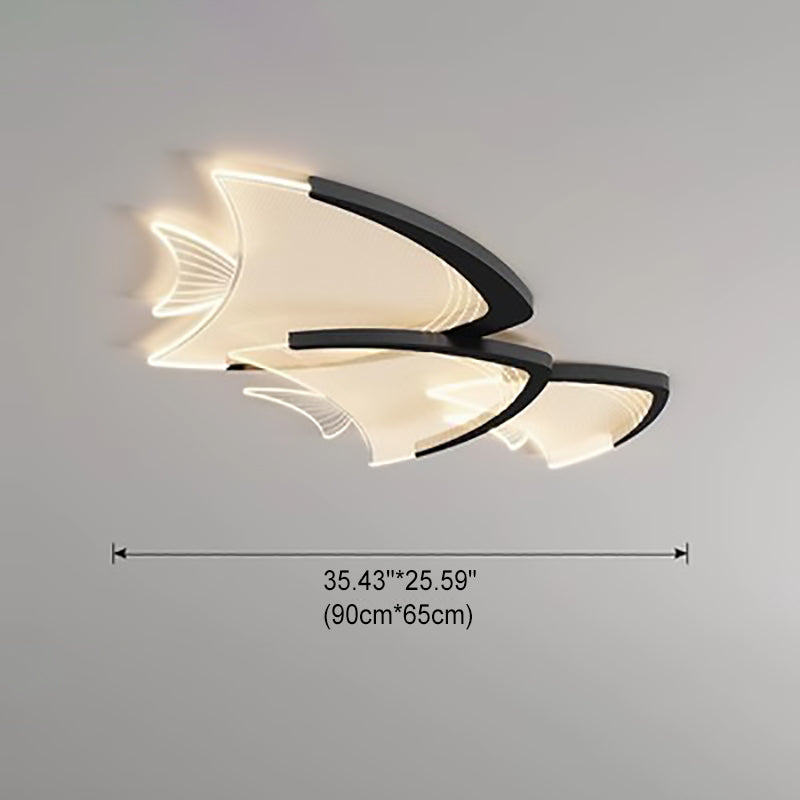 Modern Art Deco Fish Acrylic Aluminum LED Flush Mount Ceiling Light For Bedroom