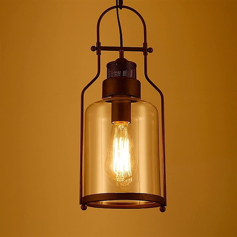 Industrial Vintage Glass Bottles Iron 1-Light Pendant Light