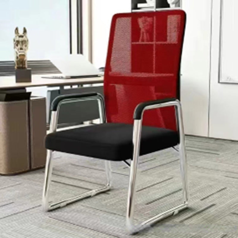 Modern Simplicity Mesh Fabric Cotton-linen Faux Leather Steel Square Desk Chair Backrest Armrest For Home Office