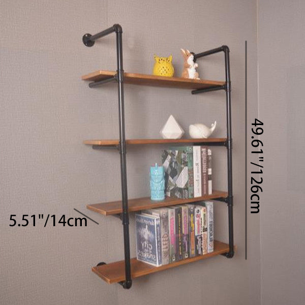 Modern Minimalist Rectangular Iron Zinc Solid Wood Bookshelves 2/3/4 Tier For Home Office