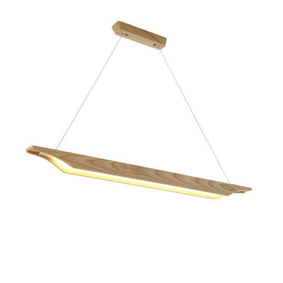 Japanese Minimalist Long Strip Ash Wood Acrylic Shade LED Island Light Pendant Light