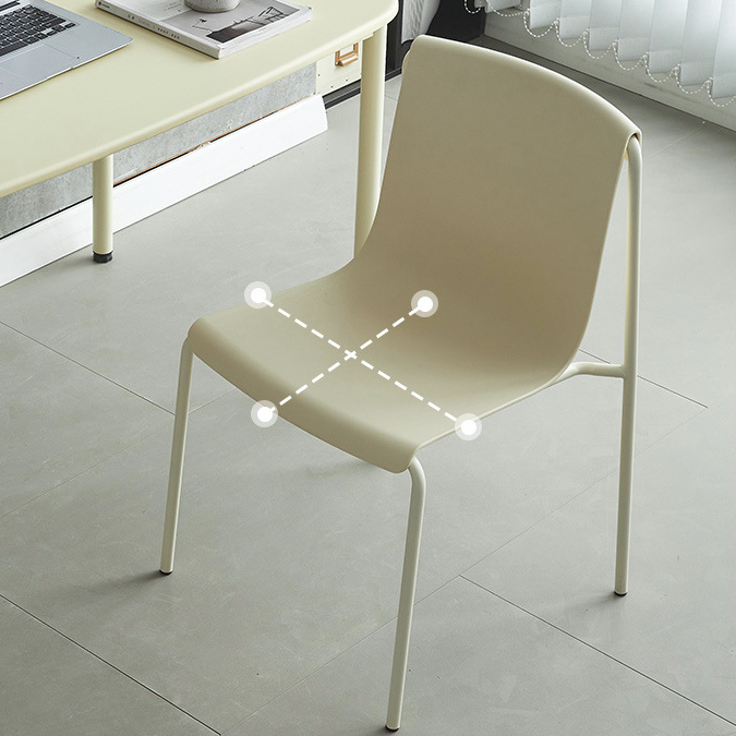 Contemporary Nordic Square Plastic Iron Legs Stackable Dining Chair For Living Room