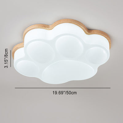 Plafonnier LED en acrylique en forme de patte de chat minimaliste moderne en bois de caoutchouc pour chambre 