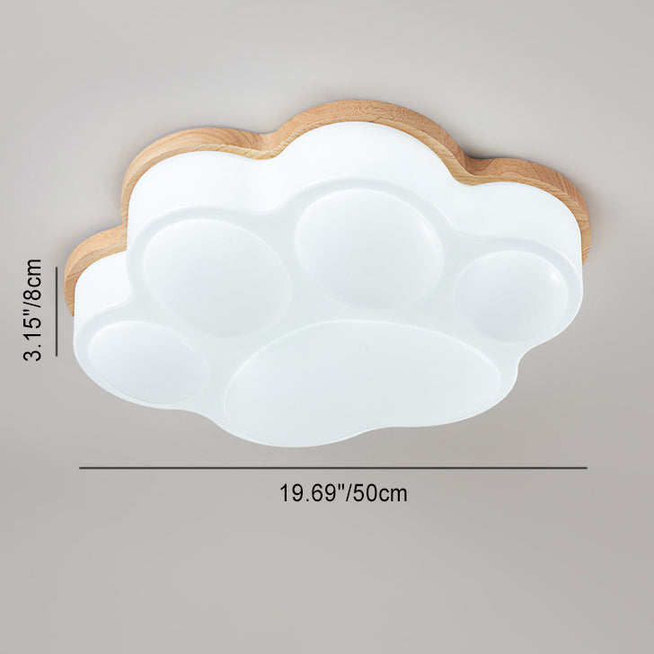 Plafonnier LED en acrylique en forme de patte de chat minimaliste moderne en bois de caoutchouc pour chambre 